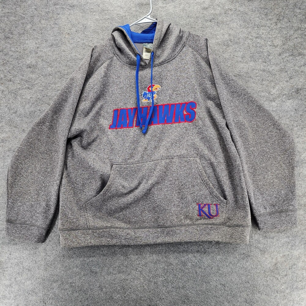Kansas Jayhawks KU Hoodie Mens XL 46-48 Knights Apparel Gray Sweatshirt
